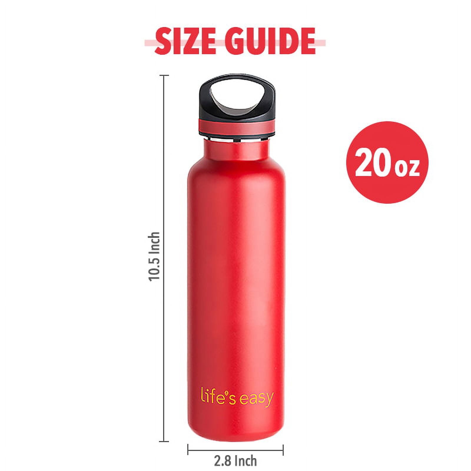 LIFE'S EASY 20 oz. Sports Insulated Water Bottle with Lid. Stainless Steel Vacuum Double Wall Thermo for Modern Hot and Cold Drinks, Simple Metal Hydro Canteen for Travel Men and Women (White) M417M