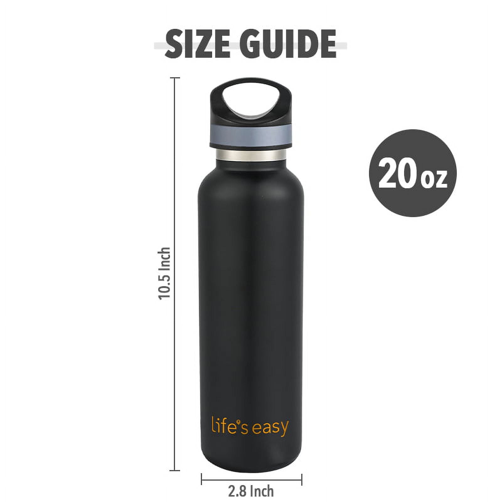 LIFE'S EASY 20 oz. Sports Insulated Water Bottle with Lid. Stainless Steel Vacuum Double Wall Thermo for Modern Hot and Cold Drinks, Simple Metal Hydro Canteen for Travel Men and Women (White) M417M