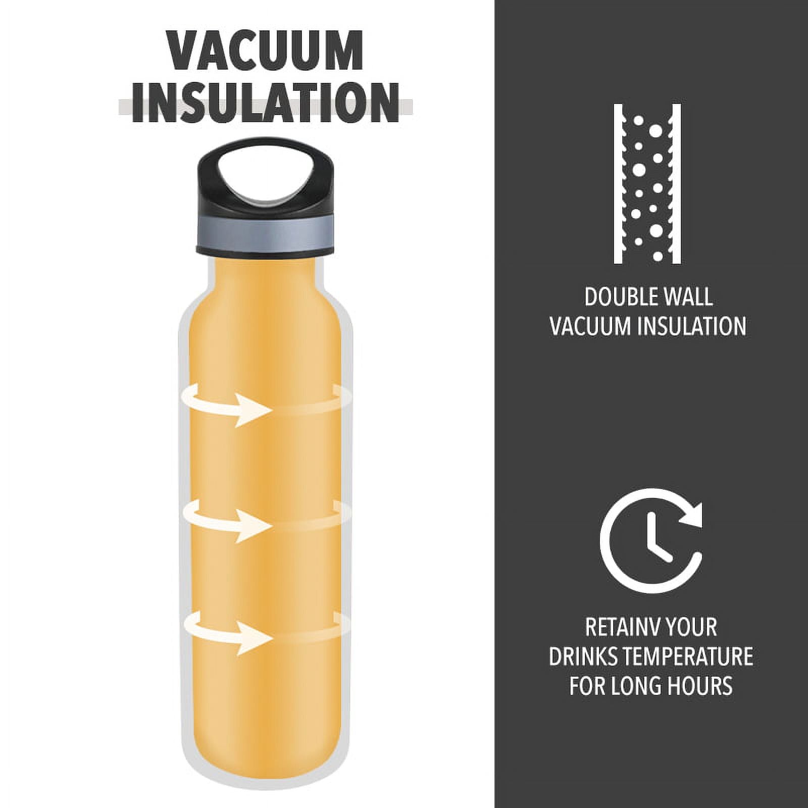 LIFE'S EASY 20 oz. Sports Insulated Water Bottle with Lid. Stainless Steel Vacuum Double Wall Thermo for Modern Hot and Cold Drinks, Simple Metal Hydro Canteen for Travel Men and Women (White) M417M