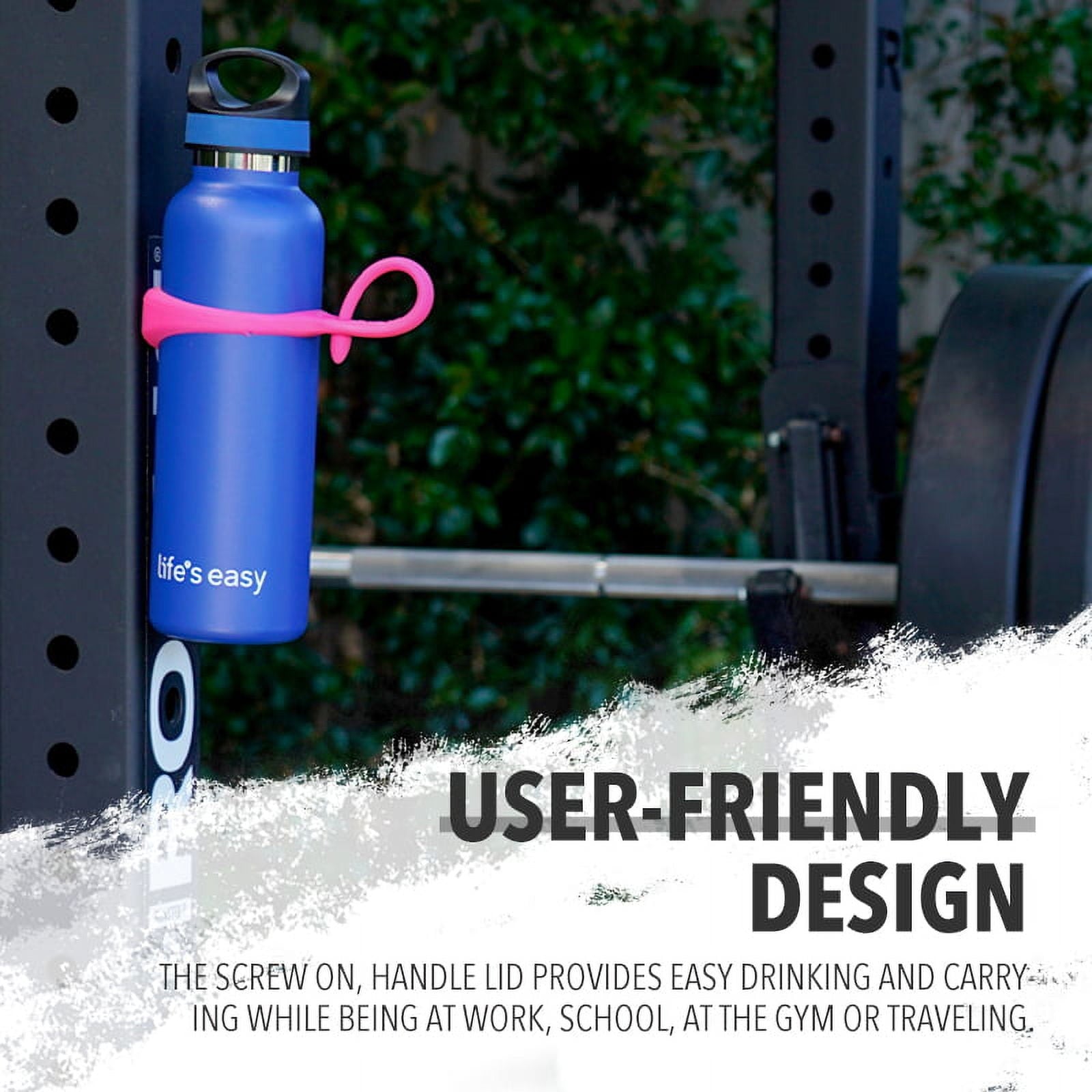 LIFE'S EASY 20 oz. Sports Insulated Water Bottle with Lid. Stainless Steel Vacuum Double Wall Thermo for Modern Hot and Cold Drinks, Simple Metal Hydro Canteen for Travel Men and Women (White) M417M