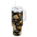 30 oz Insulated Stainless Steel Tumbler Double Wall Stainless Steel Tumbler with 2-Way Drinking Elegant Beige Floral M486Y