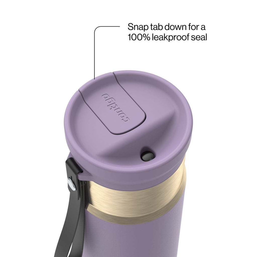 Contigo SnapSeal 16 oz Leakproof Stainless Steel Water Bottle with Carrying Strap M48M