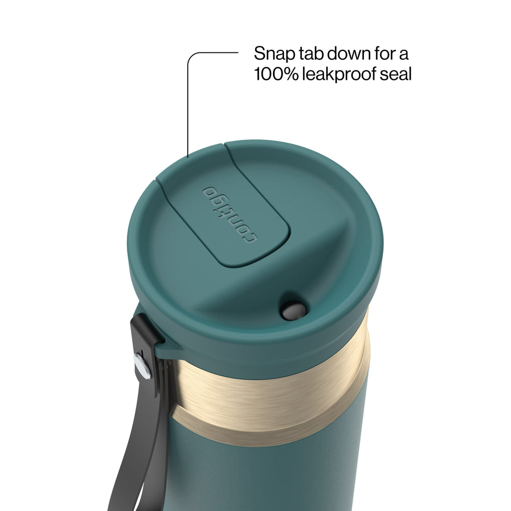 Contigo SnapSeal 16 oz Leakproof Stainless Steel Water Bottle with Carrying Strap M48M