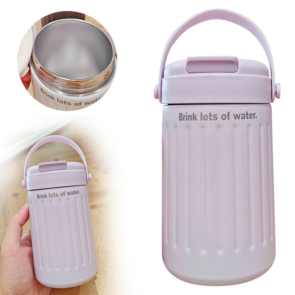 BinKFF Simple Modern Travel Coffee Mug, Insulated Coffee Tumblers with Lid, Double Walled Iced Travel Coffee Mug for Woman and Man Stainless Steel Tumbler with Handle M442C