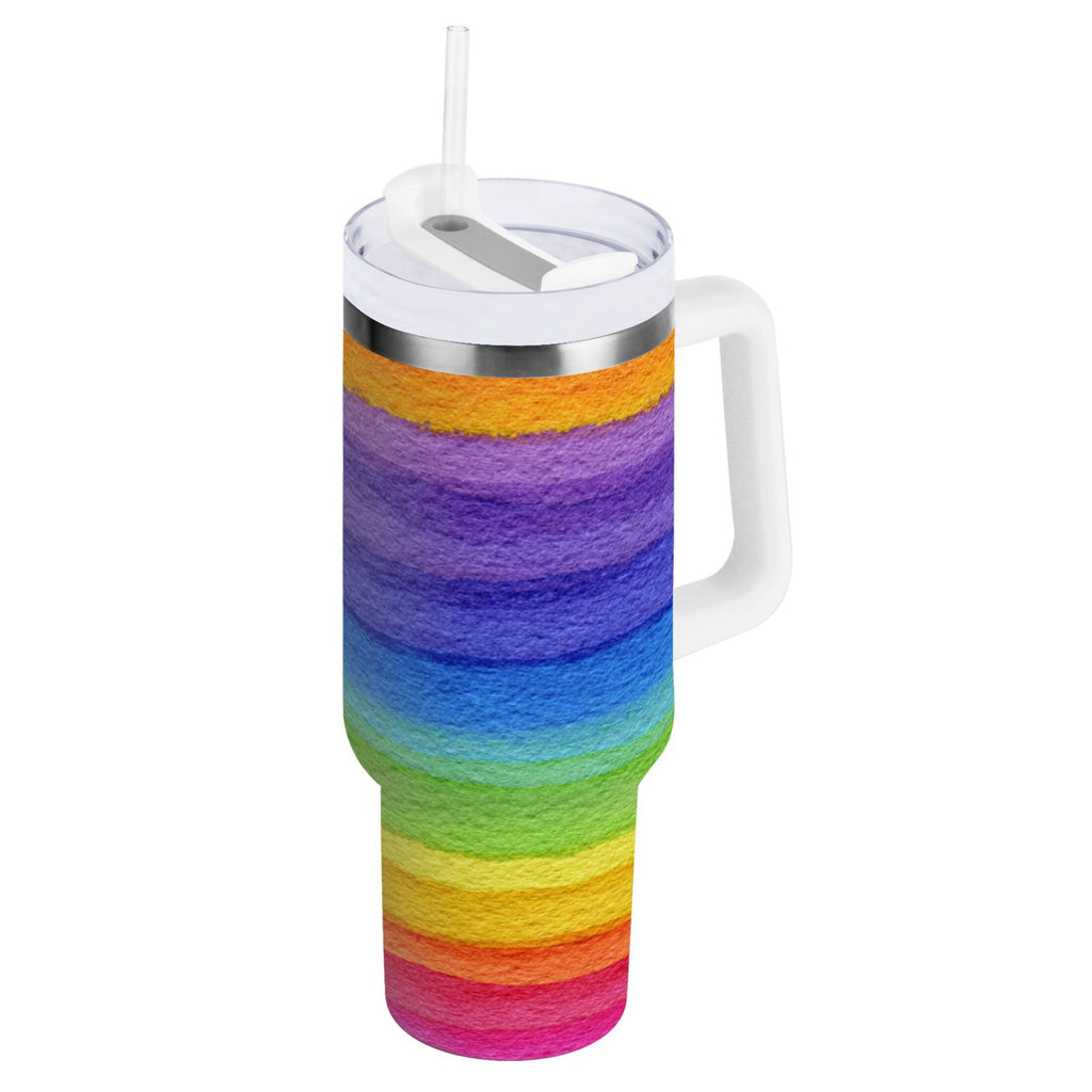 30 oz Insulated Stainless Steel Tumbler Double Wall Stainless Steel Tumbler with 2-Way Drinking Watercolor Rainbow Colors M448V