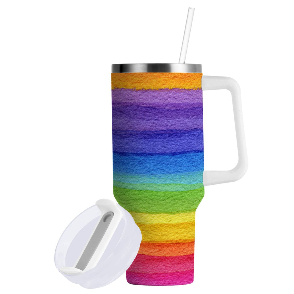 30 oz Insulated Stainless Steel Tumbler Double Wall Stainless Steel Tumbler with 2-Way Drinking Watercolor Rainbow Colors M448V