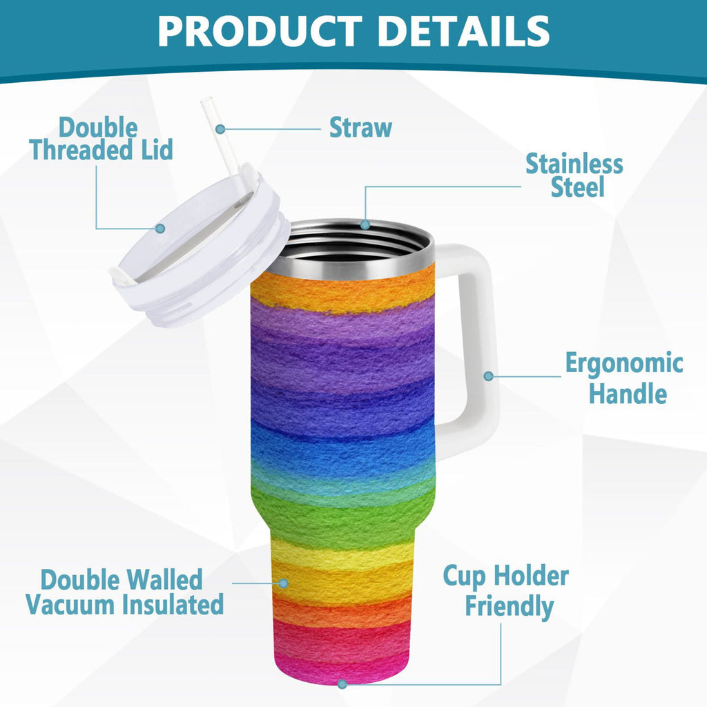 30 oz Insulated Stainless Steel Tumbler Double Wall Stainless Steel Tumbler with 2-Way Drinking Watercolor Rainbow Colors M448V