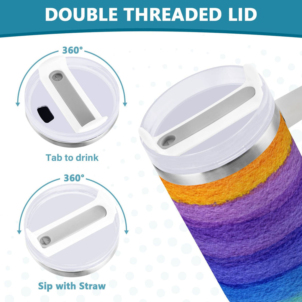 30 oz Insulated Stainless Steel Tumbler Double Wall Stainless Steel Tumbler with 2-Way Drinking Watercolor Rainbow Colors M448V