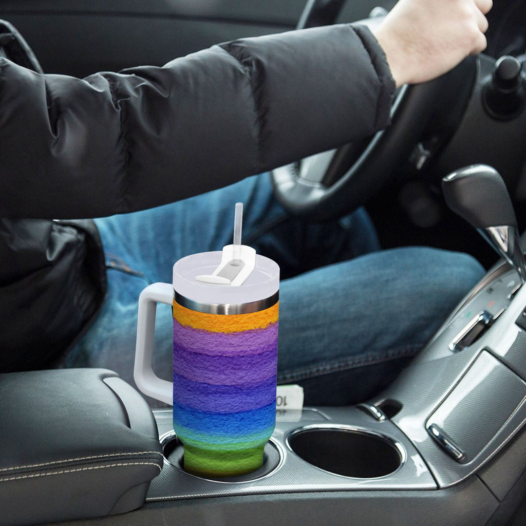 30 oz Insulated Stainless Steel Tumbler Double Wall Stainless Steel Tumbler with 2-Way Drinking Watercolor Rainbow Colors M448V