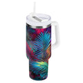 30 oz Insulated Stainless Steel Tumbler Double Wall Stainless Steel Tumbler with 2-Way Drinking Vibrant and Shimmering Jungle M470P
