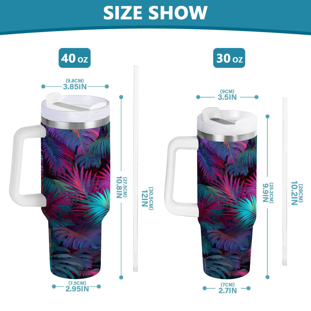 30 oz Insulated Stainless Steel Tumbler Double Wall Stainless Steel Tumbler with 2-Way Drinking Vibrant and Shimmering Jungle M470P