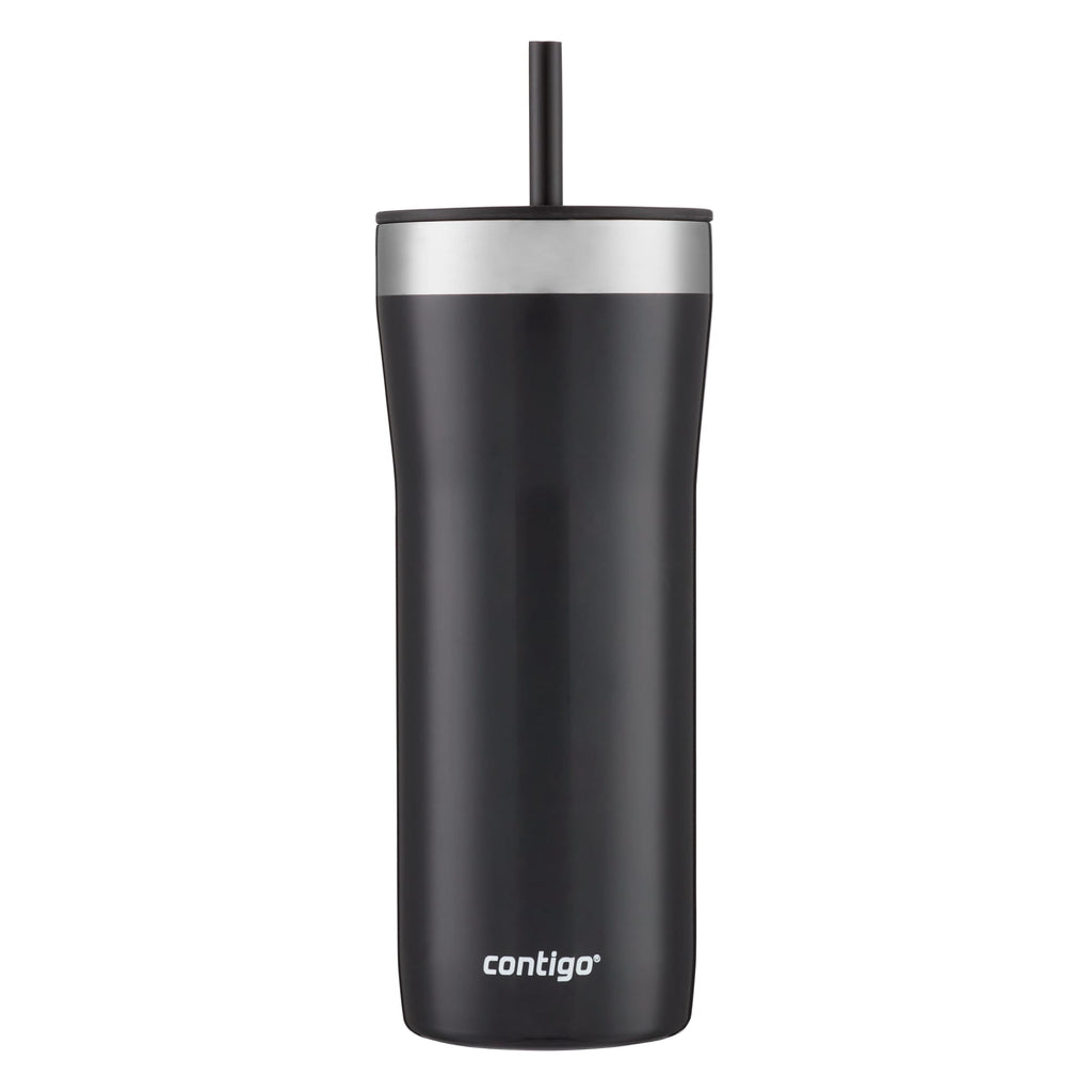 Contigo Streeterville Stainless Steel Tumbler with Plastic Straw and Splash-Proof Lid, Licorice, 32 fl. oz M122X