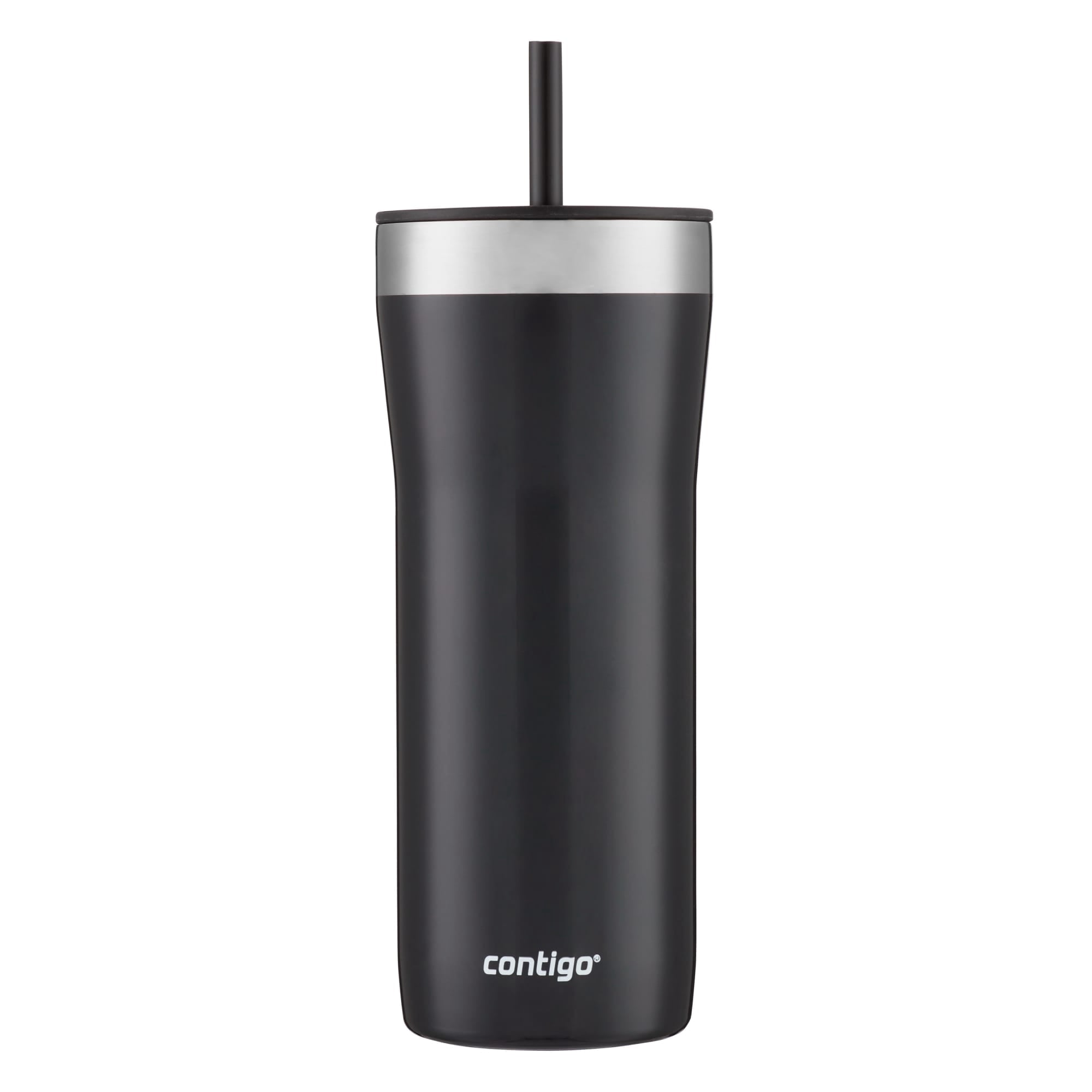 Contigo Streeterville Stainless Steel Tumbler with Plastic Straw and Splash-Proof Lid, Licorice, 32 fl. oz M122X