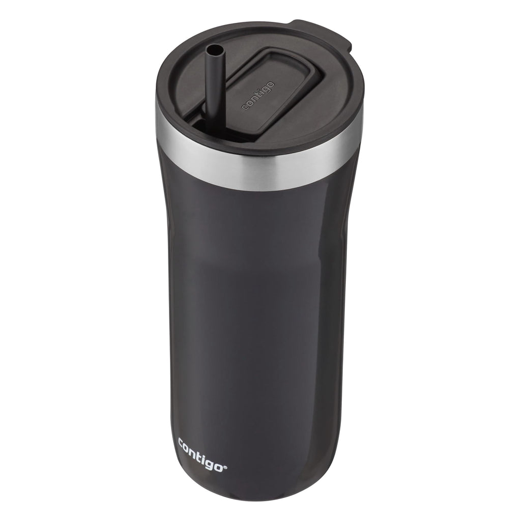 Contigo Streeterville Stainless Steel Tumbler with Plastic Straw and Splash-Proof Lid, Licorice, 32 fl. oz M122X
