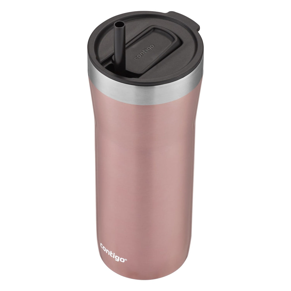 Contigo Streeterville Stainless Steel Tumbler with Plastic Straw and Splash-Proof Lid, Licorice, 32 fl. oz M122X