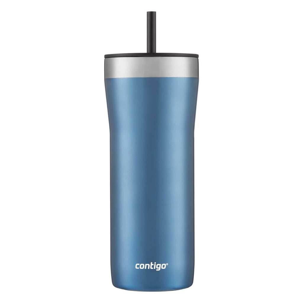 Contigo Streeterville Stainless Steel Tumbler with Plastic Straw and Splash-Proof Lid, Licorice, 32 fl. oz M122X