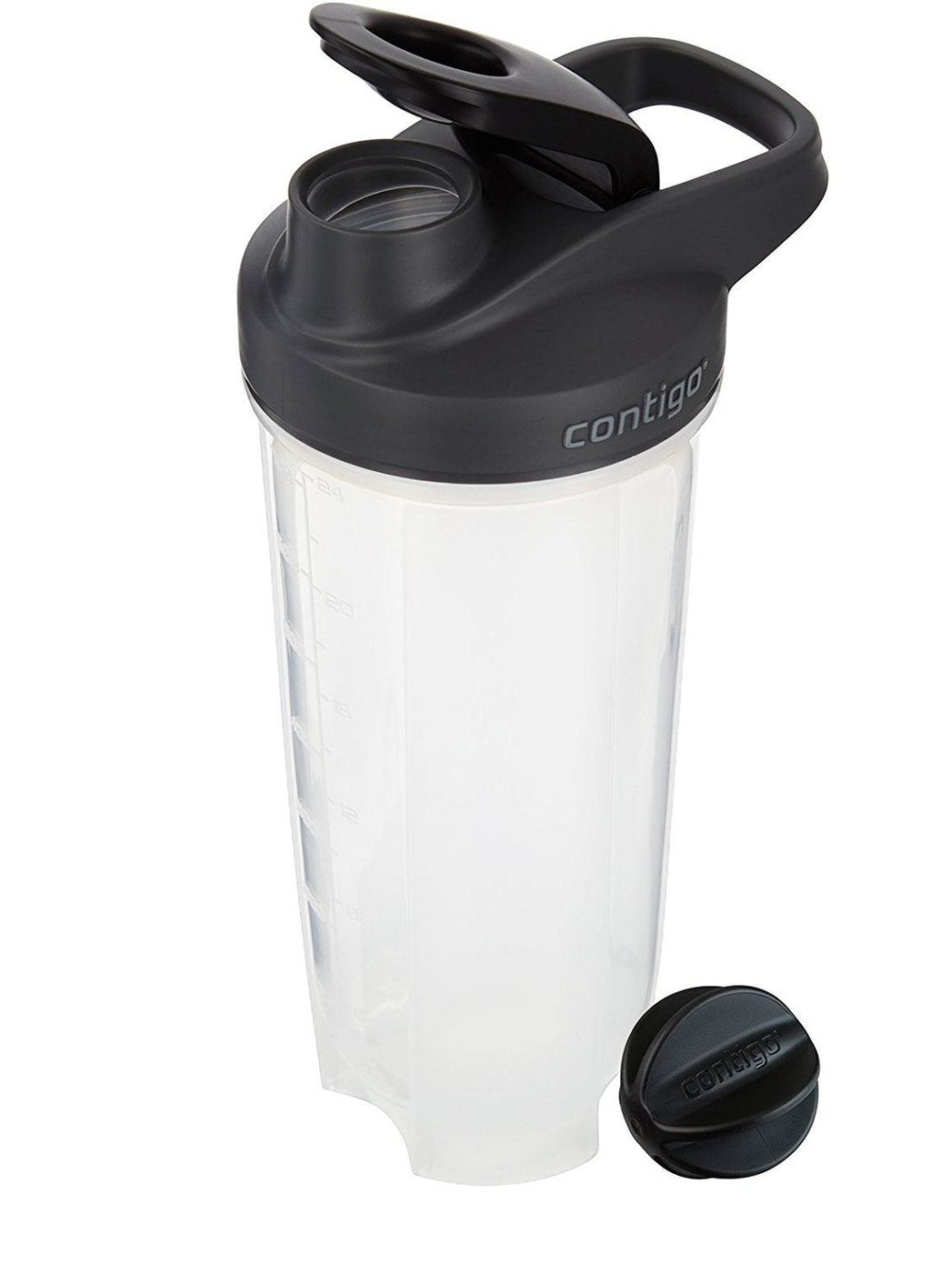 Contigo Shake &amp; Go Fit 28 oz Black and Clear Shaker Bottle with Flip-Top and Wide Mouth Lid M111N
