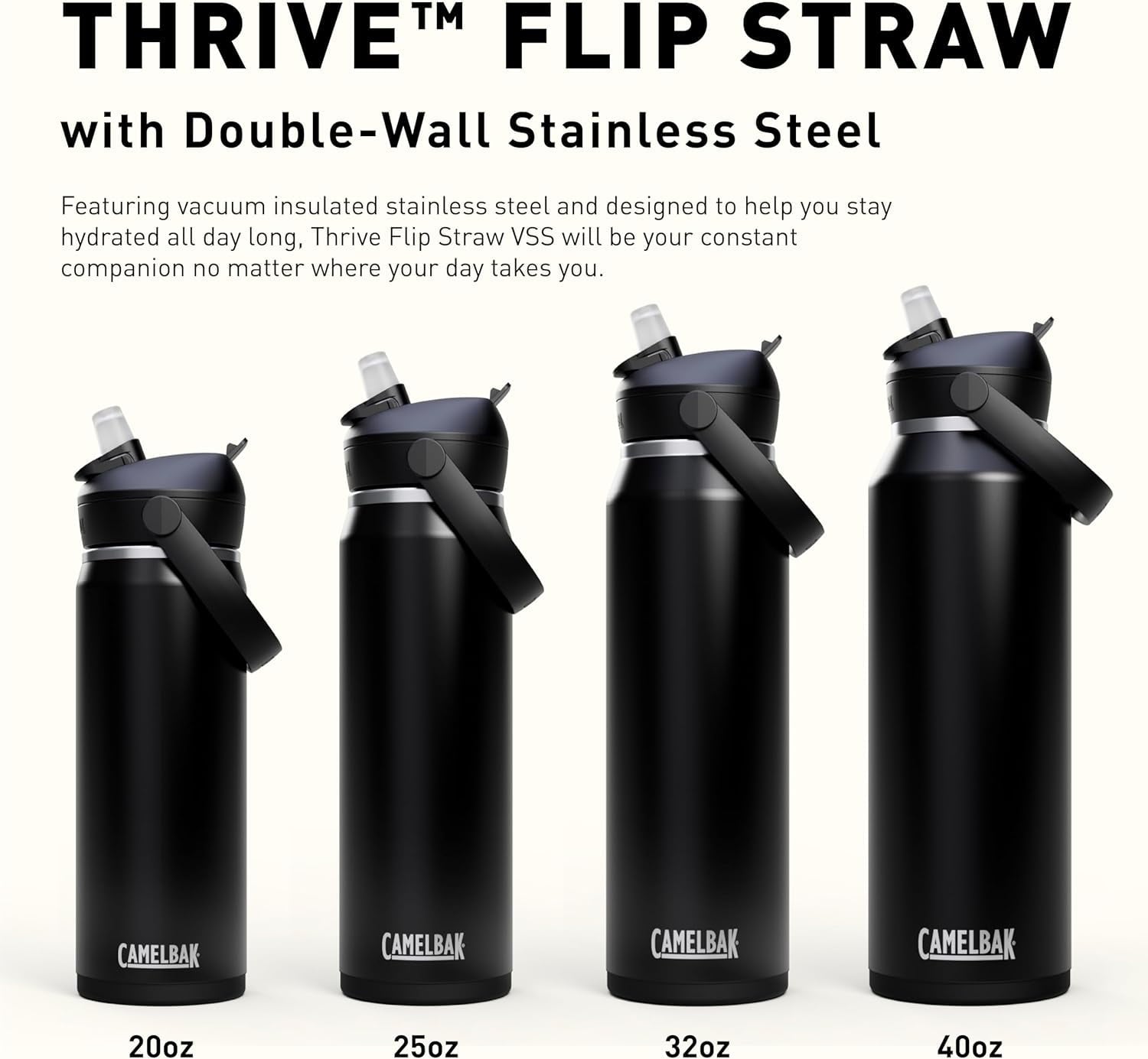 CamelBak Thrive™ Flip Straw Insulated Stainless Steel Water Bottle, 20oz, Moss M363K