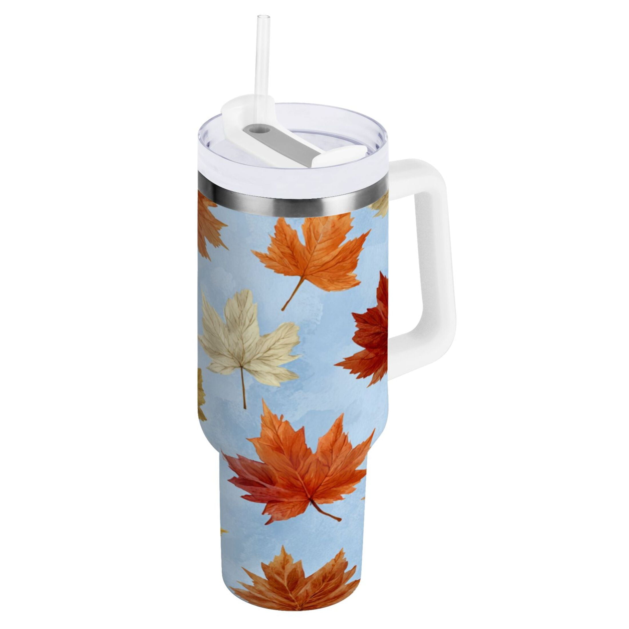 30 oz Insulated Stainless Steel Tumbler Double Wall Stainless Steel Tumbler with 2-Way Drinking Autumn Maple Leaves M641J