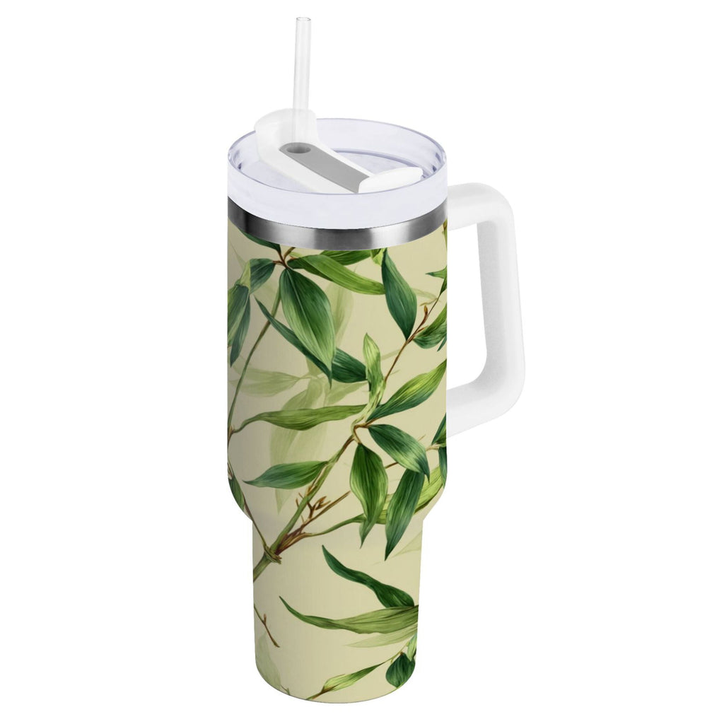 30 oz Insulated Stainless Steel Tumbler Double Wall Stainless Steel Tumbler with 2-Way Drinking Bamboo Pattern M558P