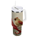 30 oz Insulated Stainless Steel Tumbler Double Wall Stainless Steel Tumbler with 2-Way Drinking Bird and Snow-covered Trees M615E
