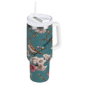 30 oz Insulated Stainless Steel Tumbler Double Wall Stainless Steel Tumbler with 2-Way Drinking Birds and Cherry Pattern M537H