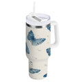 30 oz Insulated Stainless Steel Tumbler Double Wall Stainless Steel Tumbler with 2-Way Drinking Blue Watercolor Butterflies M572S