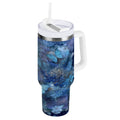 30 oz Insulated Stainless Steel Tumbler Double Wall Stainless Steel Tumbler with 2-Way Drinking Butterflies Books and Flowers M524C