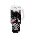 30 oz Insulated Stainless Steel Tumbler Double Wall Stainless Steel Tumbler with 2-Way Drinking Butterfly by Moon and Flowers M542U