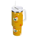 30 oz Insulated Stainless Steel Tumbler Double Wall Stainless Steel Tumbler with 2-Way Drinking Cartoon Chickens Pattern M551U