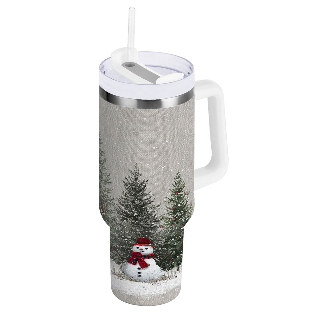 30 oz Insulated Stainless Steel Tumbler Double Wall Stainless Steel Tumbler with 2-Way Drinking Christmas Deer and Snowmen M619N
