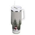 30 oz Insulated Stainless Steel Tumbler Double Wall Stainless Steel Tumbler with 2-Way Drinking Christmas Deer and Snowmen M619N