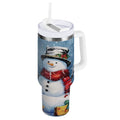 30 oz Insulated Stainless Steel Tumbler Double Wall Stainless Steel Tumbler with 2-Way Drinking Christmas Scene with Snowman M642Q