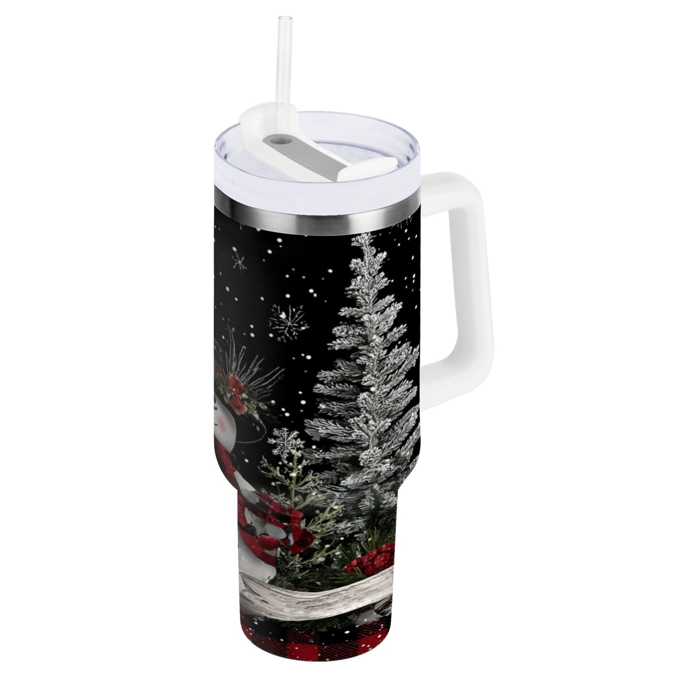 30 oz Insulated Stainless Steel Tumbler Double Wall Stainless Steel Tumbler with 2-Way Drinking Christmas Snowman M583C