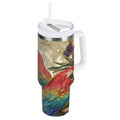 30 oz Insulated Stainless Steel Tumbler Double Wall Stainless Steel Tumbler with 2-Way Drinking Colorful Beautiful Parrots M520V