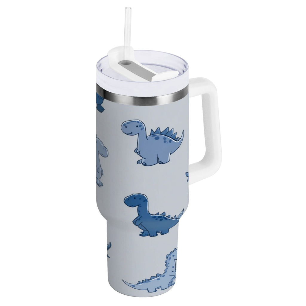 30 oz Insulated Stainless Steel Tumbler Double Wall Stainless Steel Tumbler with 2-Way Drinking Cute Blue Dinosaurs M580U