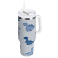 30 oz Insulated Stainless Steel Tumbler Double Wall Stainless Steel Tumbler with 2-Way Drinking Cute Blue Dinosaurs M580U