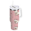 30 oz Insulated Stainless Steel Tumbler Double Wall Stainless Steel Tumbler with 2-Way Drinking Dogs Wearing Bows M659H