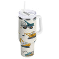 30 oz Insulated Stainless Steel Tumbler Double Wall Stainless Steel Tumbler with 2-Way Drinking Engineering Vehicle Pattern M653U