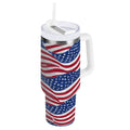 30 oz Insulated Stainless Steel Tumbler Double Wall Stainless Steel Tumbler with 2-Way Drinking Flags Wave Pattern M536J