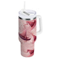 30 oz Insulated Stainless Steel Tumbler Double Wall Stainless Steel Tumbler with 2-Way Drinking Hats with Delicate Bows M679V
