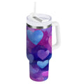 30 oz Insulated Stainless Steel Tumbler Double Wall Stainless Steel Tumbler with 2-Way Drinking Indigo and Violet Hearts M479S