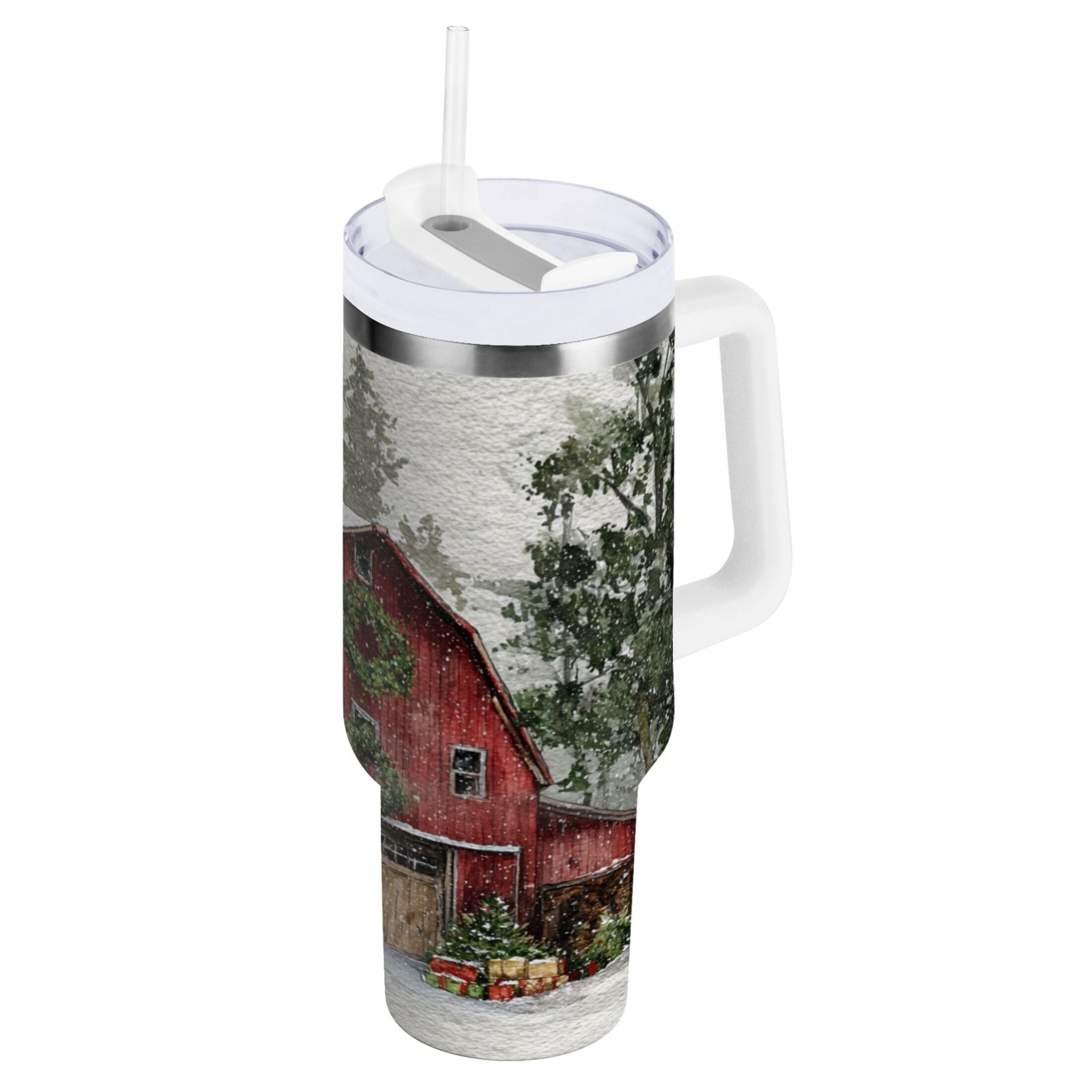 30 oz Insulated Stainless Steel Tumbler Double Wall Stainless Steel Tumbler with 2-Way Drinking Old Red Barn M592E