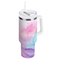 30 oz Insulated Stainless Steel Tumbler Double Wall Stainless Steel Tumbler with 2-Way Drinking Pastel Pink Marble Texture M614C