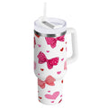 30 oz Insulated Stainless Steel Tumbler Double Wall Stainless Steel Tumbler with 2-Way Drinking Red and Pink Bows M595K