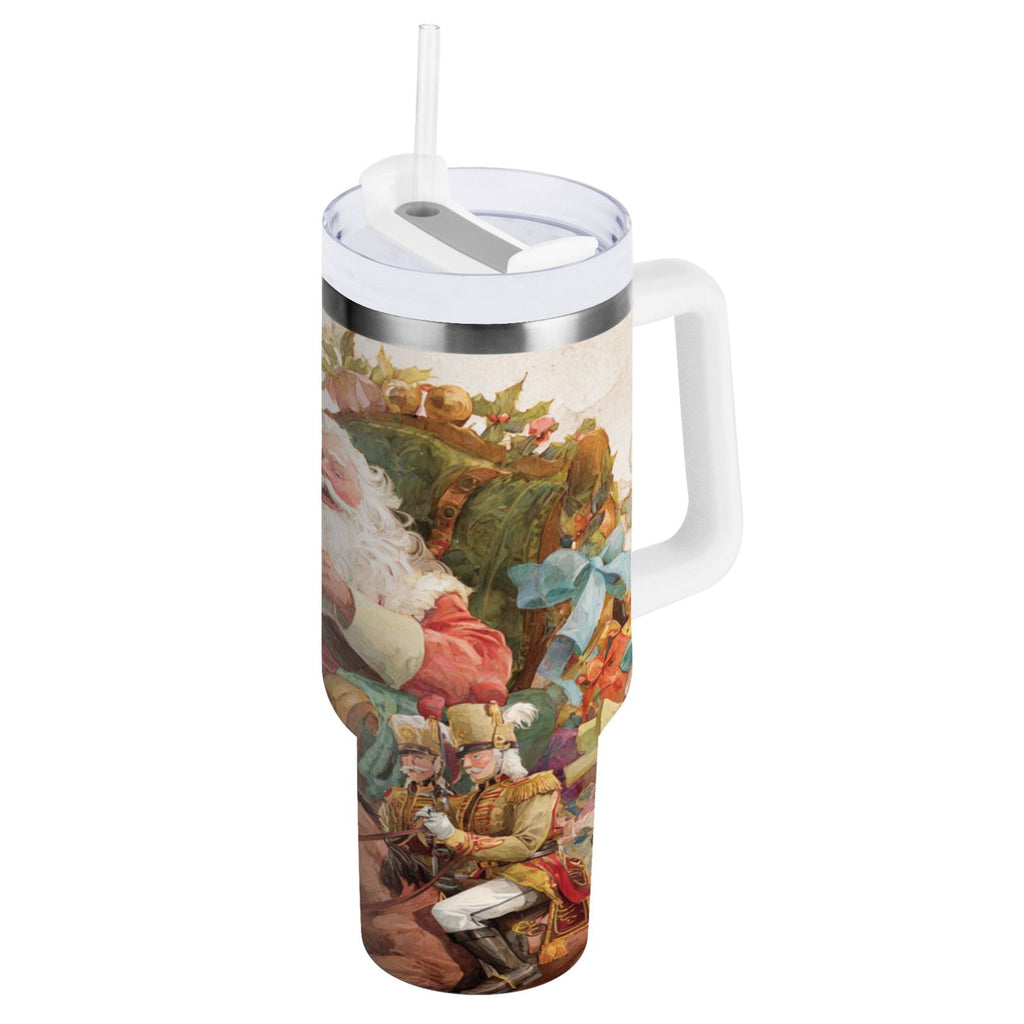 30 oz Insulated Stainless Steel Tumbler Double Wall Stainless Steel Tumbler with 2-Way Drinking Santa Claus Sitting in Chair M682P