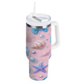 30 oz Insulated Stainless Steel Tumbler Double Wall Stainless Steel Tumbler with 2-Way Drinking Seashells and Bows M519V