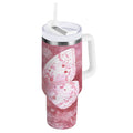 30 oz Insulated Stainless Steel Tumbler Double Wall Stainless Steel Tumbler with 2-Way Drinking Soft Pink Butterfly M561N