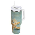 30 oz Insulated Stainless Steel Tumbler Double Wall Stainless Steel Tumbler with 2-Way Drinking Starfish with Flowers M451Q