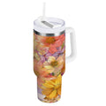 30 oz Insulated Stainless Steel Tumbler Double Wall Stainless Steel Tumbler with 2-Way Drinking Summer Blossoms M540J